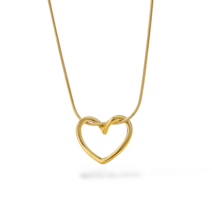 18KT Gold Plated Tied Heart Pendant Necklace