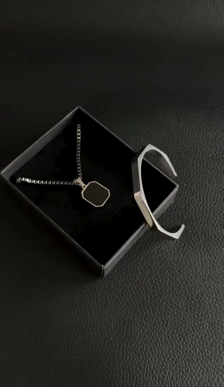 Onyx Pendant & Titan Bracelet (The Perfect Duo)