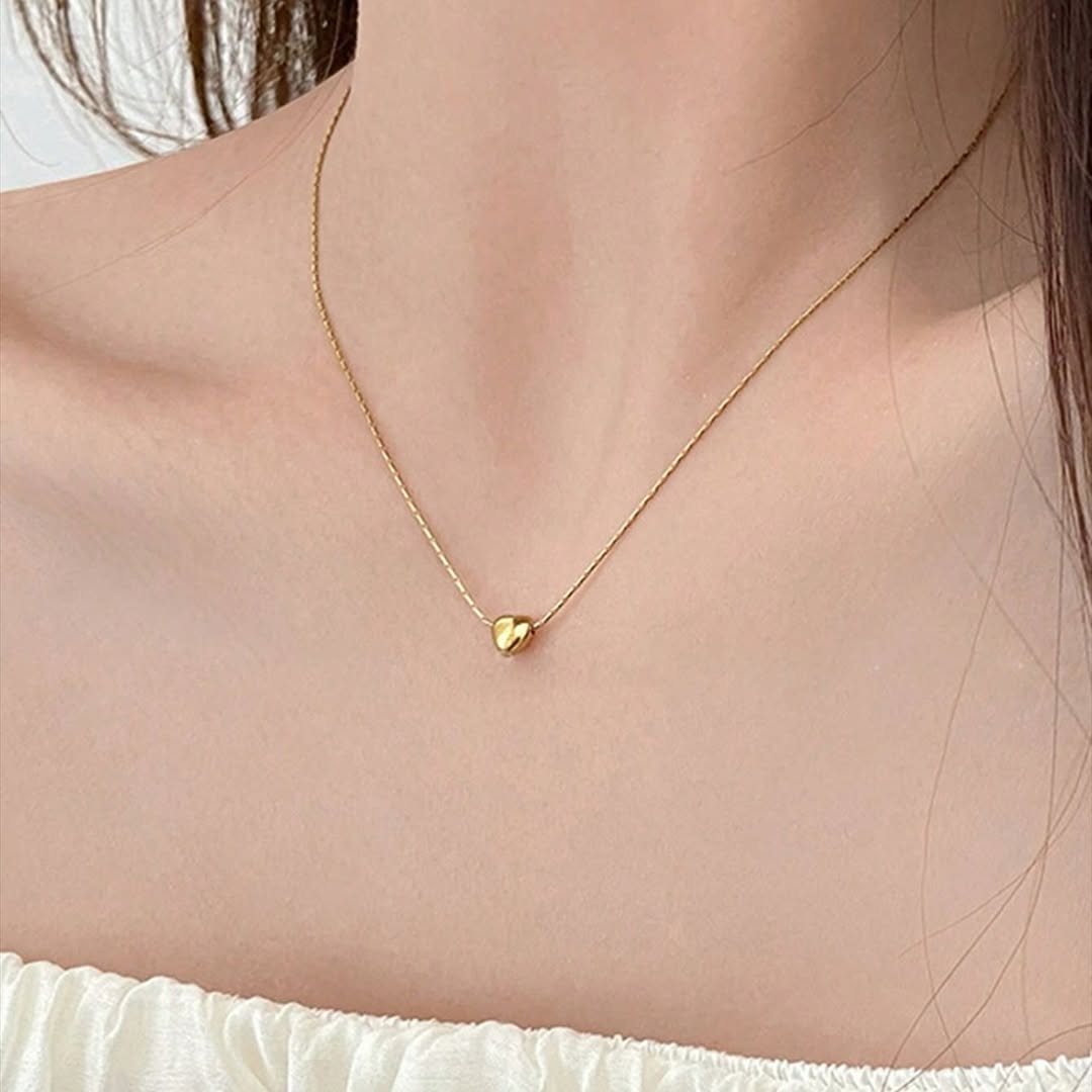 Gold Solid Heart Necklace