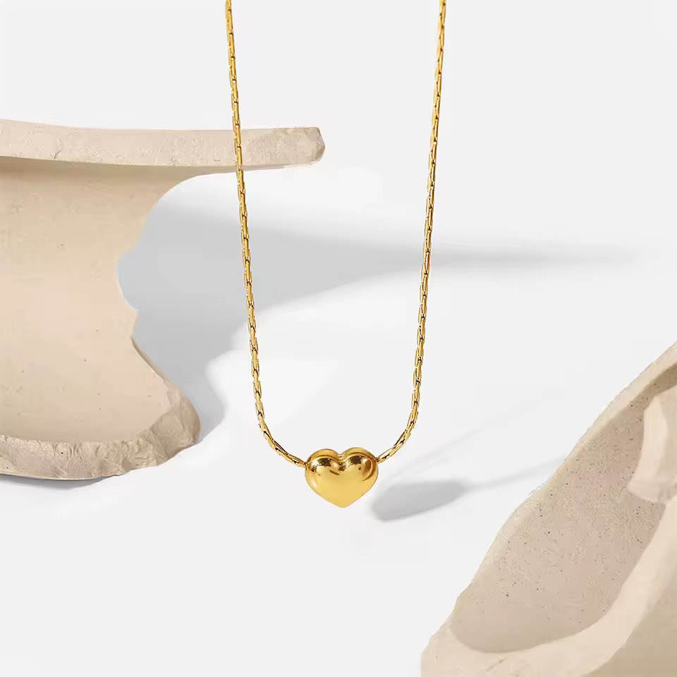 Gold Solid Heart Necklace